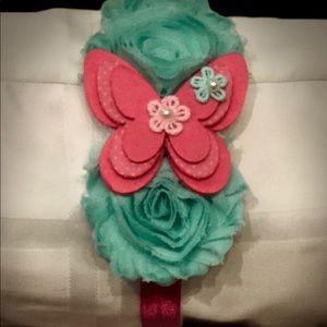 Custom Mint Green and Pink Butterfly headband